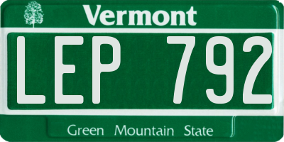 VT license plate LEP792