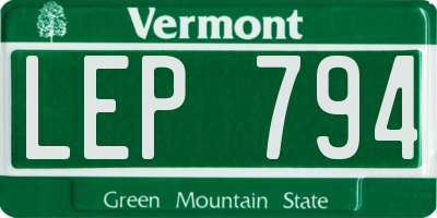VT license plate LEP794