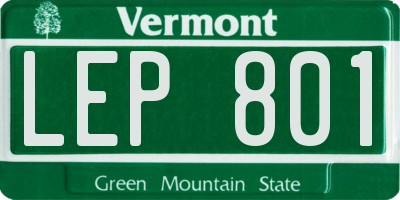 VT license plate LEP801