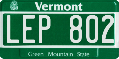 VT license plate LEP802