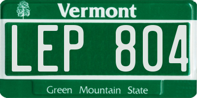 VT license plate LEP804