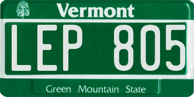VT license plate LEP805