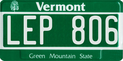 VT license plate LEP806