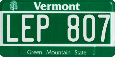 VT license plate LEP807