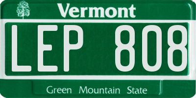 VT license plate LEP808
