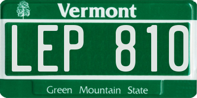 VT license plate LEP810