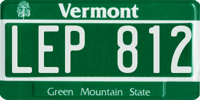 VT license plate LEP812