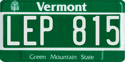 VT license plate LEP815