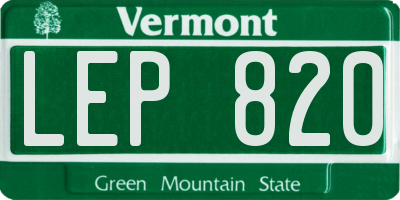 VT license plate LEP820