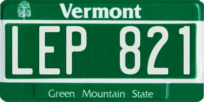 VT license plate LEP821