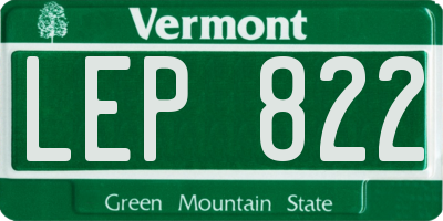 VT license plate LEP822