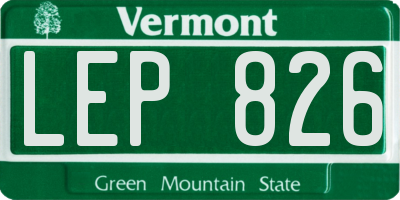 VT license plate LEP826