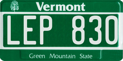 VT license plate LEP830