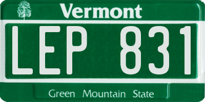 VT license plate LEP831