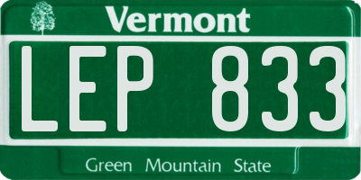 VT license plate LEP833
