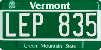 VT license plate LEP835