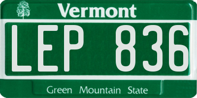 VT license plate LEP836