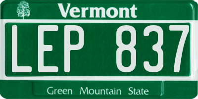 VT license plate LEP837