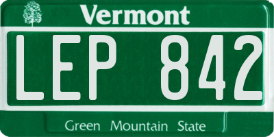 VT license plate LEP842