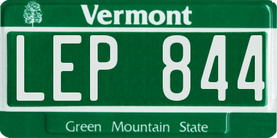 VT license plate LEP844