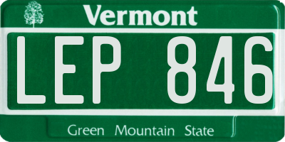 VT license plate LEP846