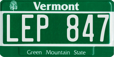 VT license plate LEP847
