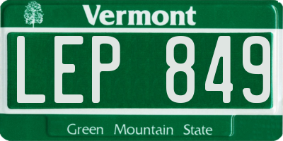 VT license plate LEP849