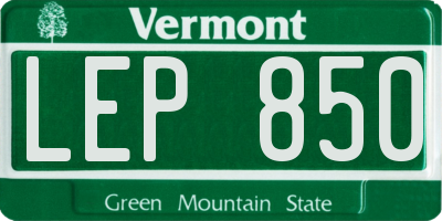 VT license plate LEP850