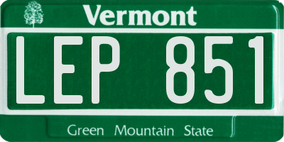 VT license plate LEP851