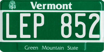 VT license plate LEP852