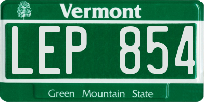 VT license plate LEP854