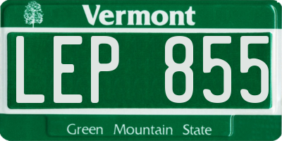 VT license plate LEP855