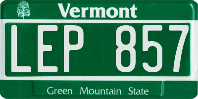 VT license plate LEP857