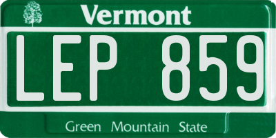 VT license plate LEP859