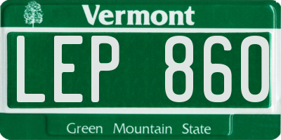 VT license plate LEP860