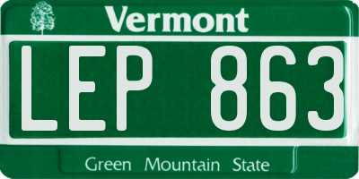 VT license plate LEP863