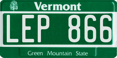 VT license plate LEP866