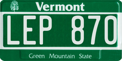 VT license plate LEP870
