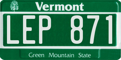 VT license plate LEP871