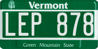 VT license plate LEP878