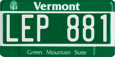 VT license plate LEP881