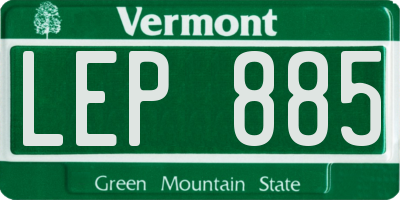 VT license plate LEP885