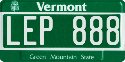 VT license plate LEP888