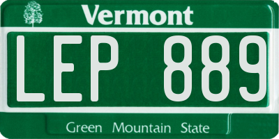 VT license plate LEP889