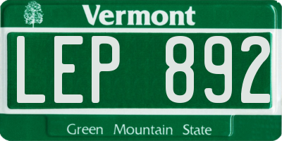 VT license plate LEP892