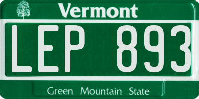 VT license plate LEP893