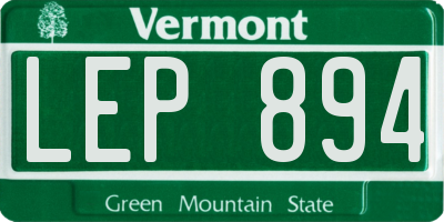 VT license plate LEP894