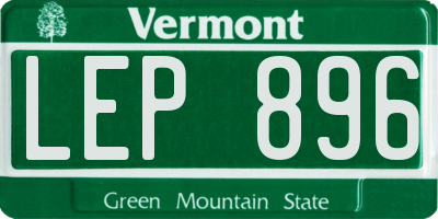 VT license plate LEP896