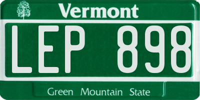 VT license plate LEP898