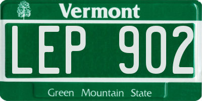VT license plate LEP902